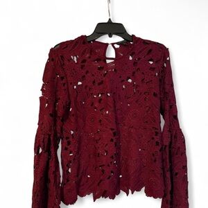 Romeo & Juliet Couture Burgundy Lace Blouse